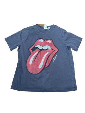 Rolling Stones Shirt Mens Small Charcoal Gray Tongue Logo Graphic Band Tee H&M